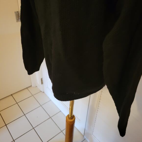 Vintage 90s Floral Knit Cardigan Sweater Michelle Stewart Black M Shoulder Pads - Picture 7 of 9